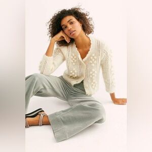 NWT LoveShackFancy Gigi Cropped Pompom embellished Mohair Cardigan